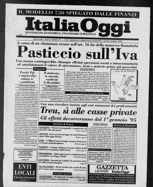 Italia oggi : quotidiano di economia finanza e politica